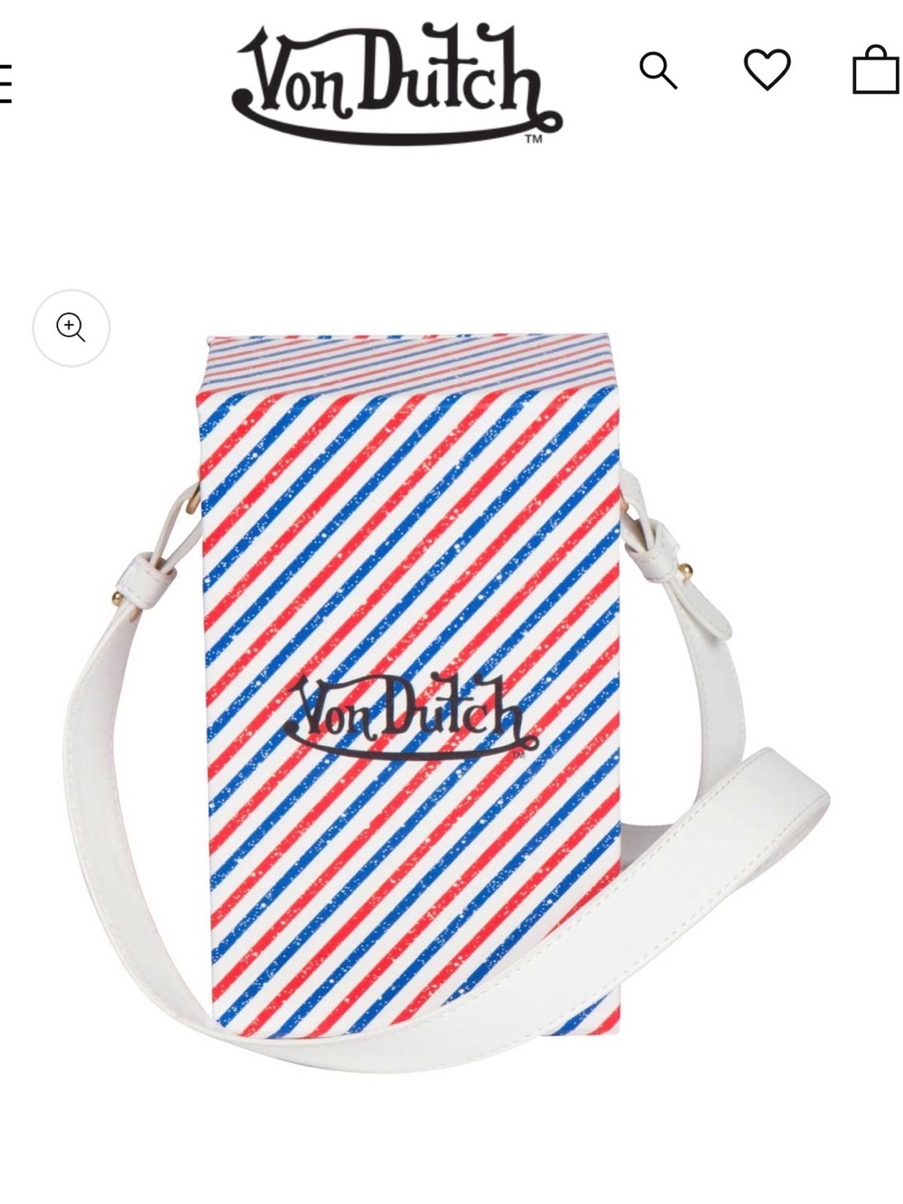 Von Dutch Red, White & Blue Diagonal Stripe Crossbody Bag